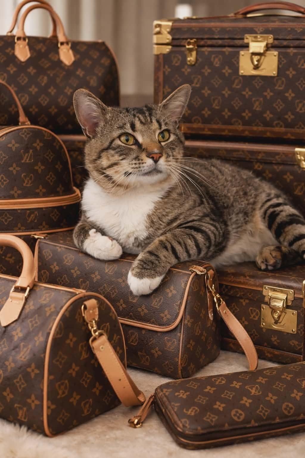 Louis Vuitton, adopted, Adult Male Domestic Short Hair.