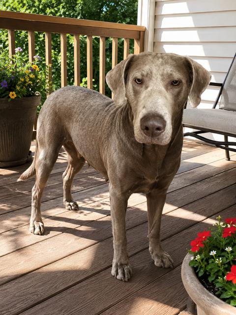 Momma Sally, Adoptable, Young Female Labrador Retriever & Weimaraner.