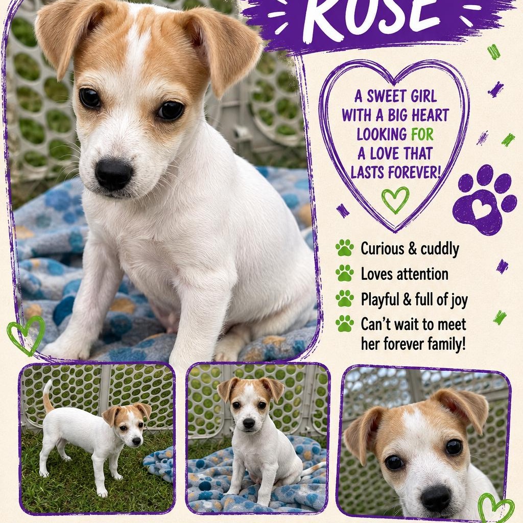 Rose, ADOPTABLE, Puppy Female Chihuahua & Jack Russell Terrier.