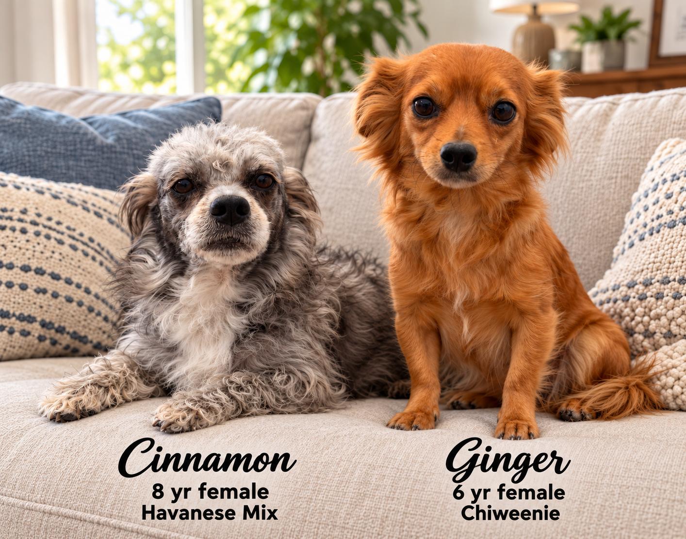 Enlarge CINNAMON - 8 YR FEM HAVANESE MIX & GINGER 6 - YR FEM CHIWEENIE - BONDED PAIR, a Adoptable mixed breed in Mesa, AZ image 1/1