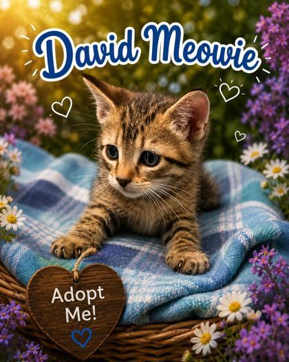 David Meowie, Adoptable, Kitten Male Domestic Short Hair & Domestic Short Hair.