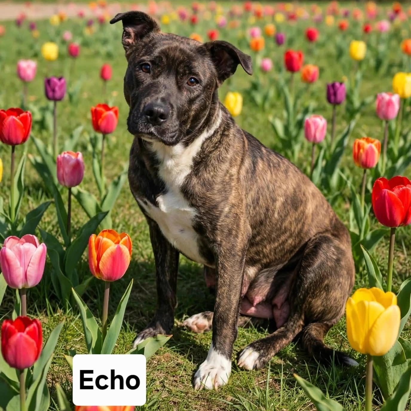 Echo, ADOPTABLE, Young Female American Staffordshire Terrier.