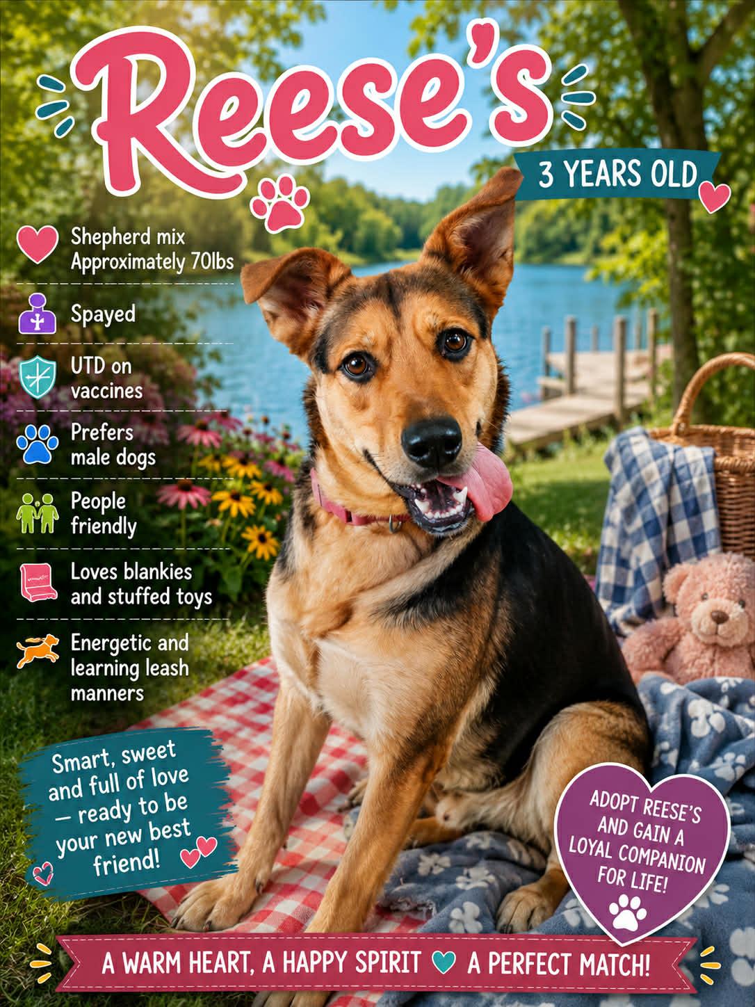Reeses, Adoptable, Young Female German Shepherd Dog.