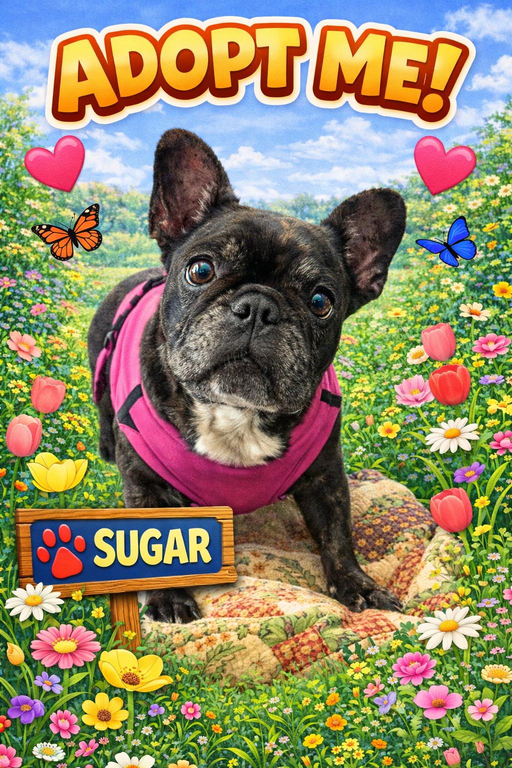 Sugar, ADOPTABLE, Senior Female French Bulldog.