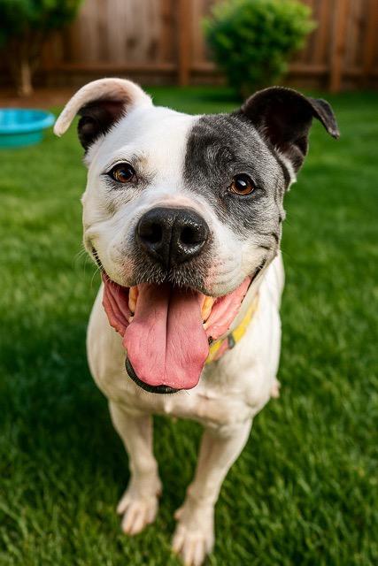 POSEY, Adoptable, Senior Female Pit Bull Terrier & Boxer.