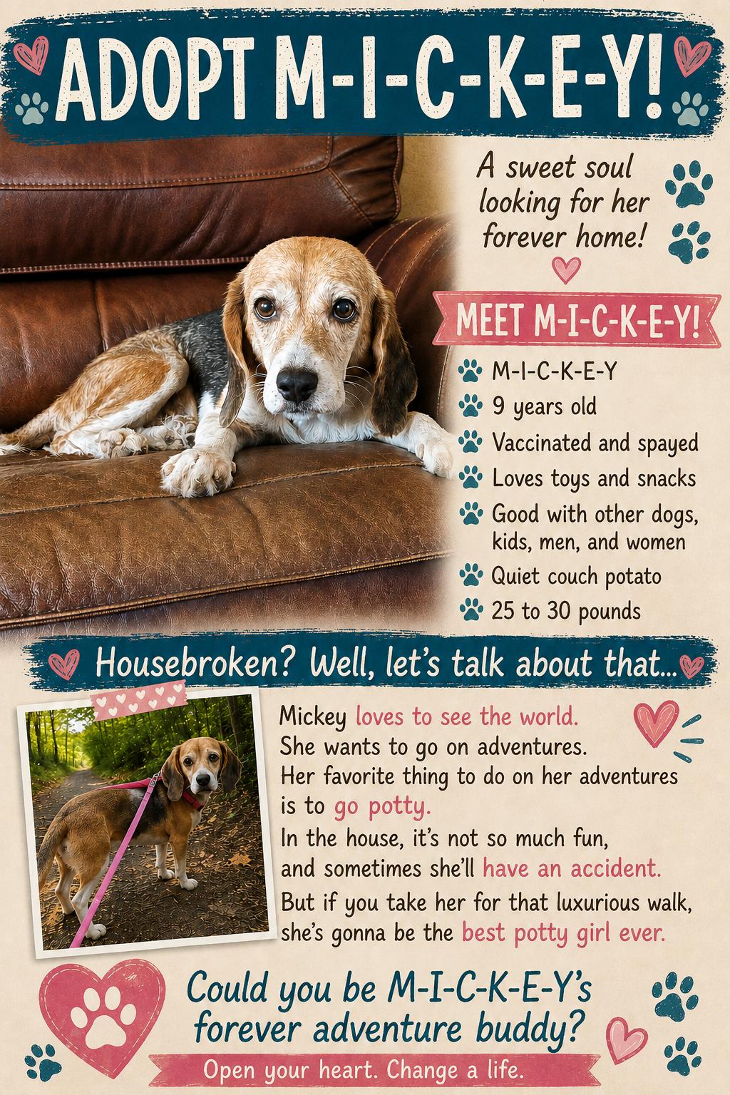 Enlarge Mickey, a Adoptable Beagle in Scranton, PA image 1/3