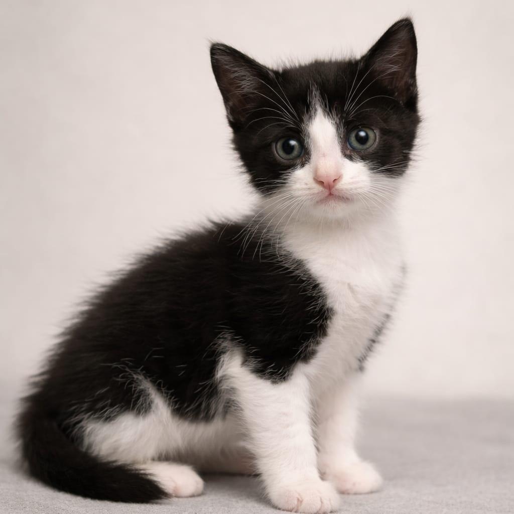 Stormtrooper, adopted, Kitten Male Domestic Short Hair.