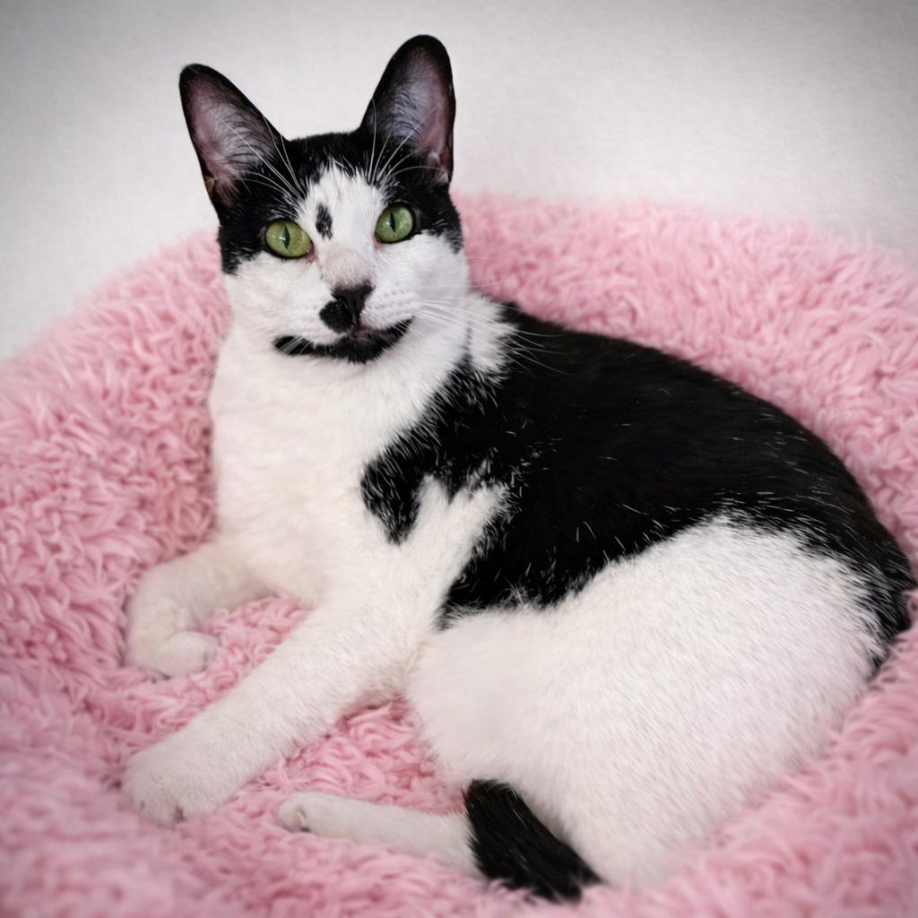 Twylite – Meet the Cat Who Greets You at the Door, Adoptable, Young Female Tuxedo.