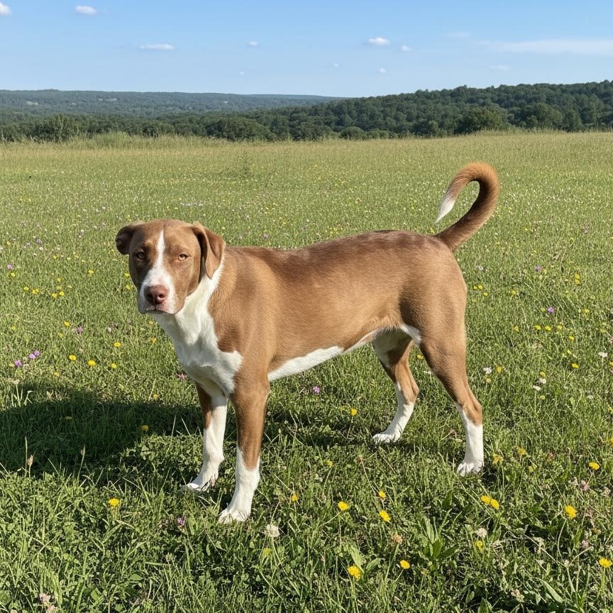 July, Adoptable, Young Male Labrador Retriever & Mountain Cur.
