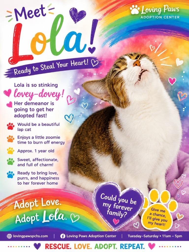 Lola, Adoptable, Young Female Domestic Short Hair.