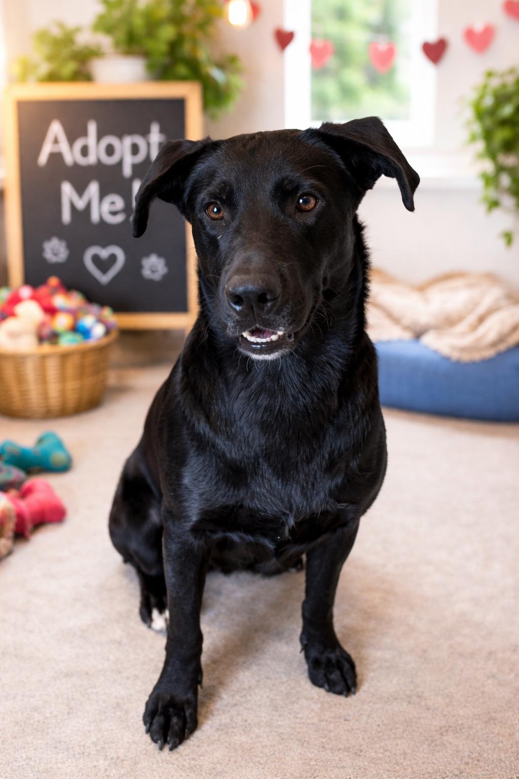 HALO, Adoptable, Young Male Black Labrador Retriever.
