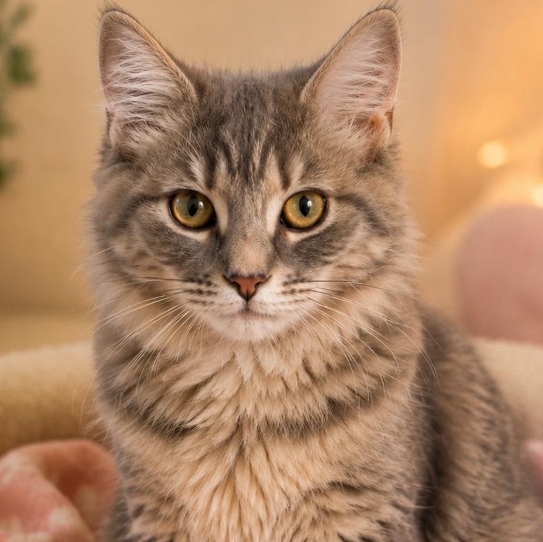 LEONA, adopted, Young Female Domestic Medium Hair.
