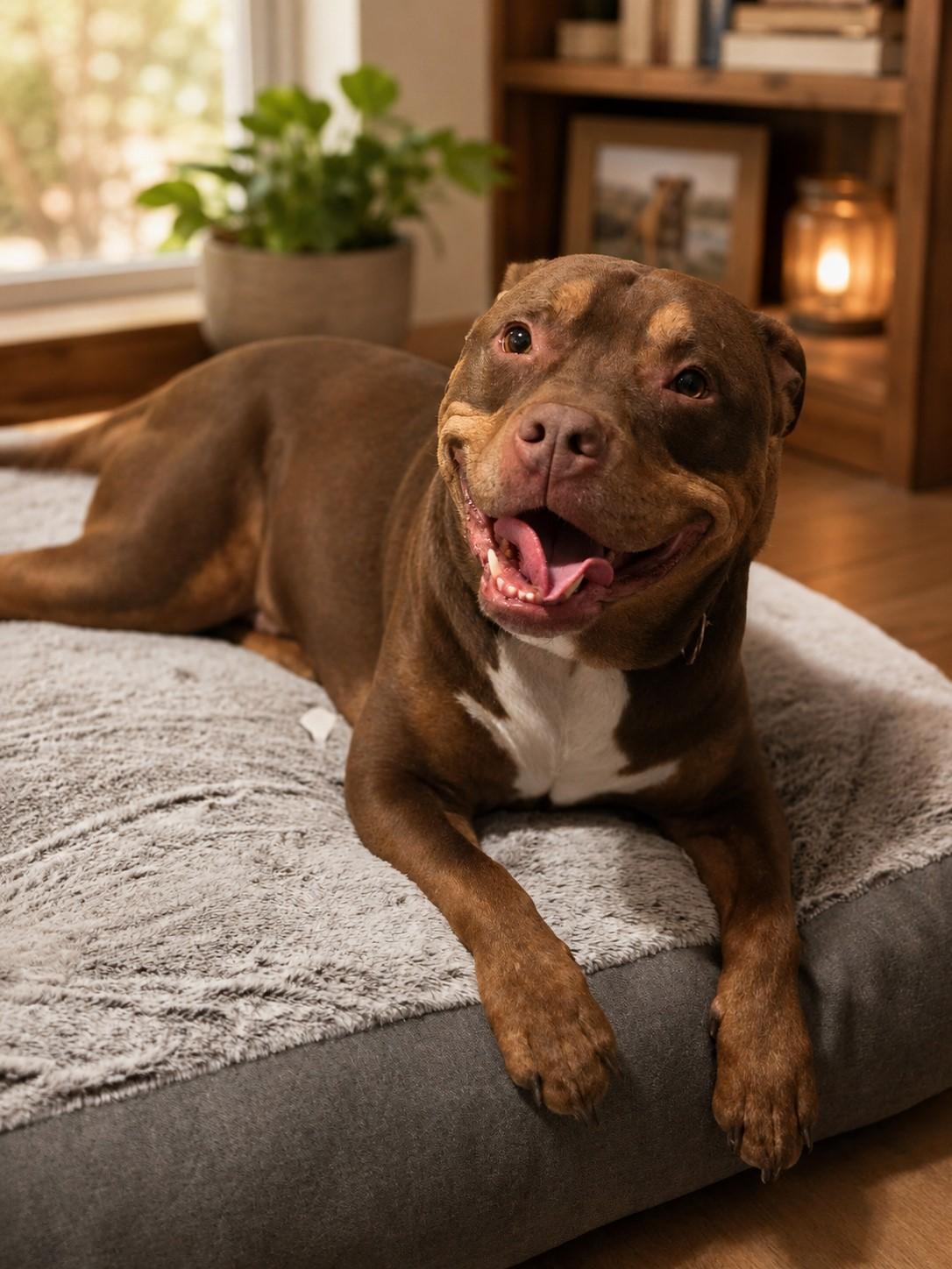 Brownie, Adoptable, Senior Male American Bulldog & Pit Bull Terrier.
