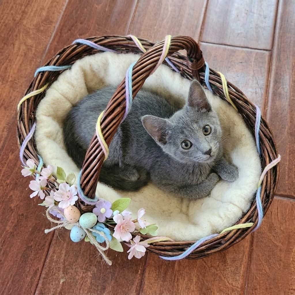 Grisou (Russian Blue Mix), Adoptable, Kitten Male Russian Blue & Domestic Short Hair.