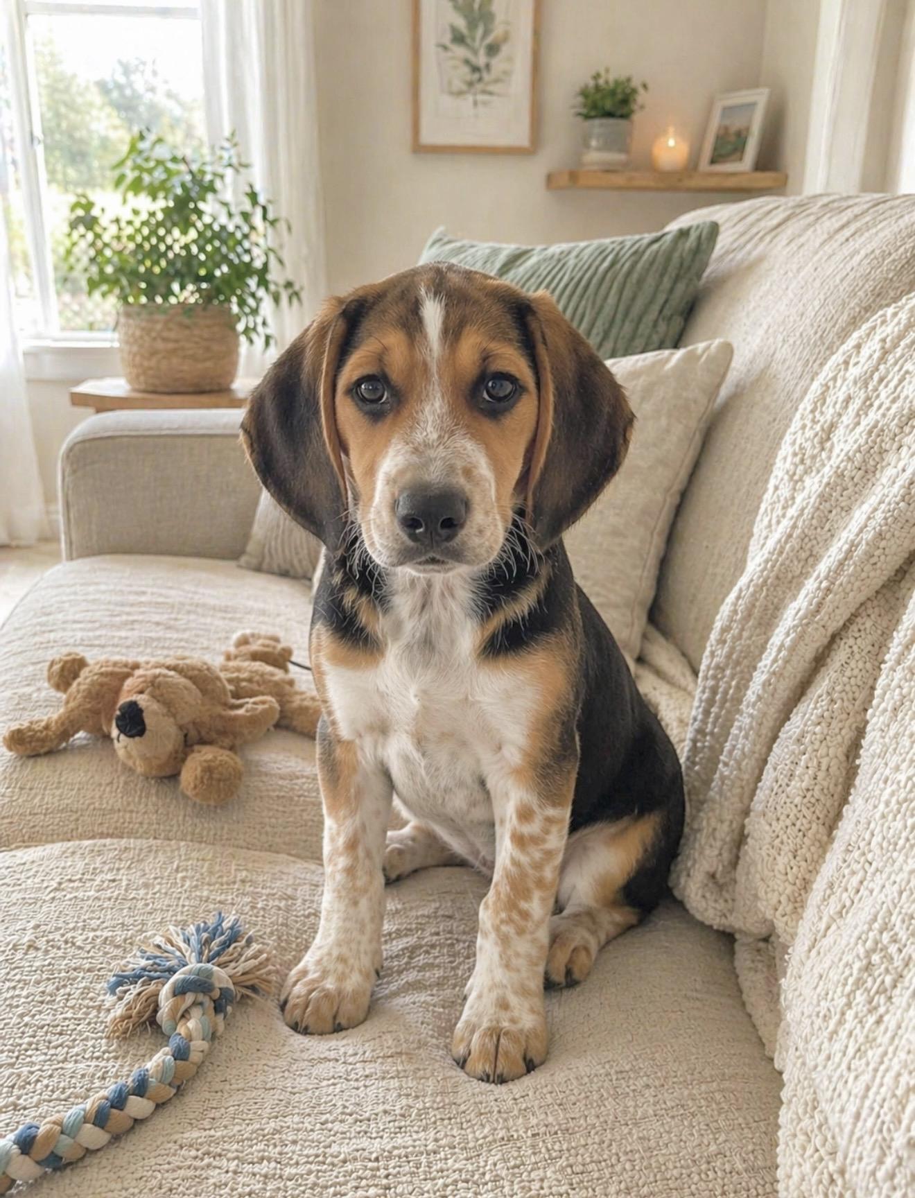 Loki, adopted, Puppy Male Australian Shepherd & Treeing Walker Coonhound.
