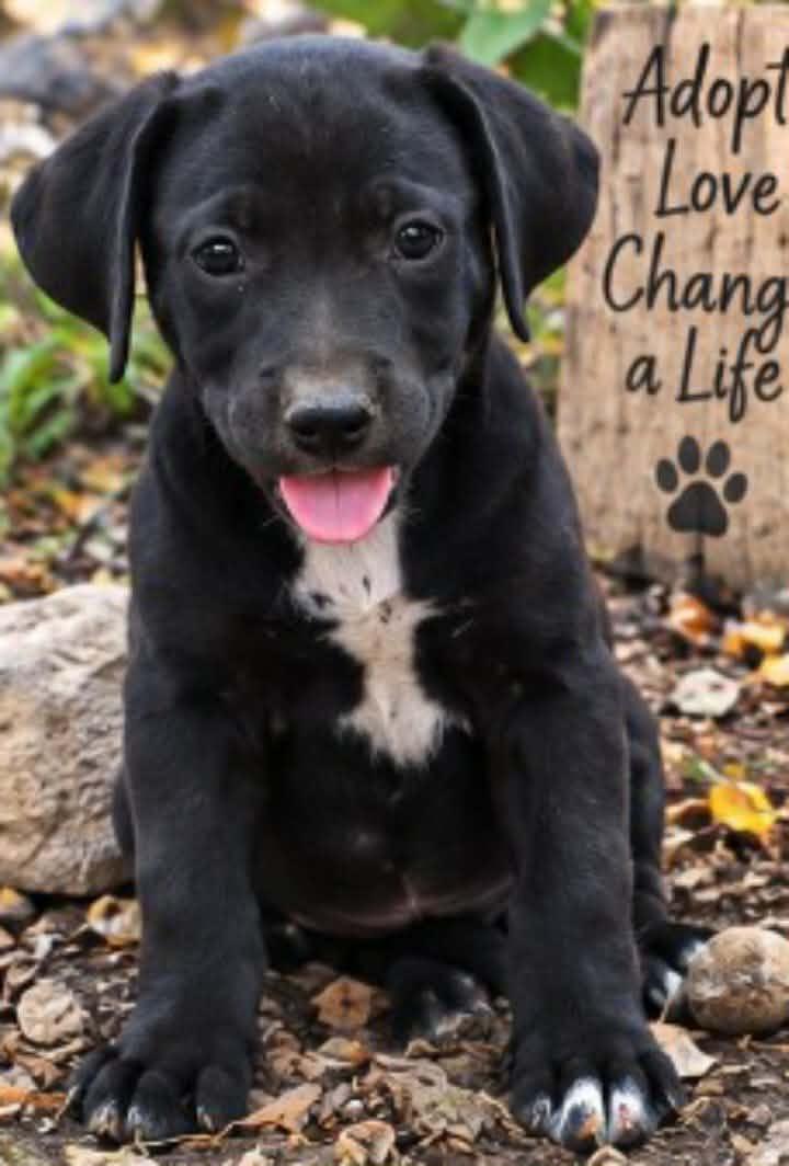 Tater, Adoptable, Puppy Male Mountain Cur & Black Labrador Retriever.