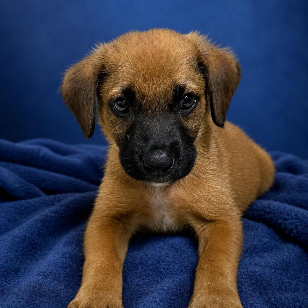 Dennis, adopted, Puppy Male Black Mouth Cur.