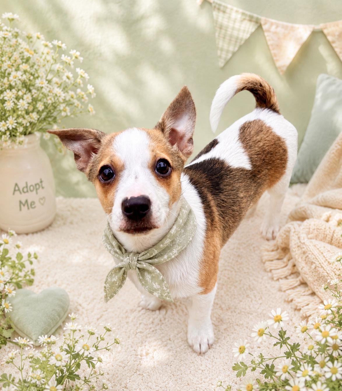Monica , adopted, Puppy Female Terrier.