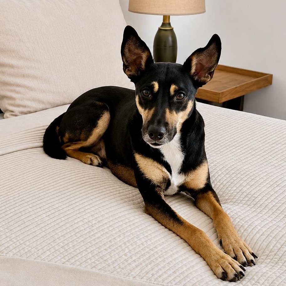 Dodger, Adoptable, Adult Male Shepherd & Doberman Pinscher.