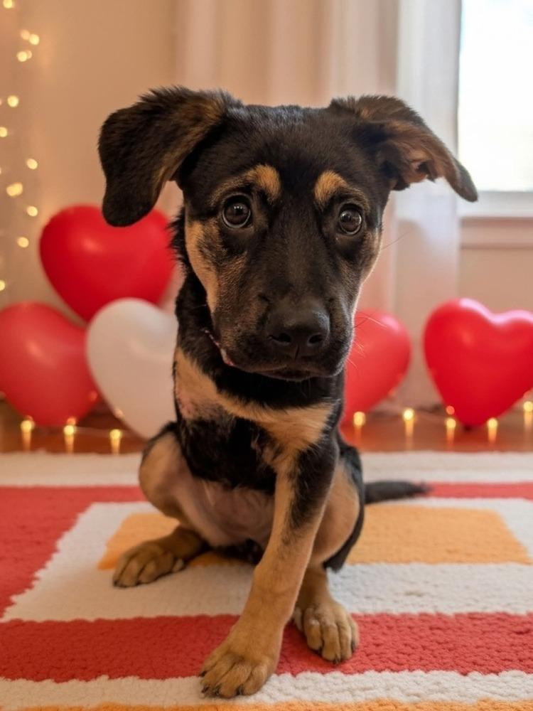 Ember, Adoptable, Puppy Female Rottweiler & German Shepherd Dog.