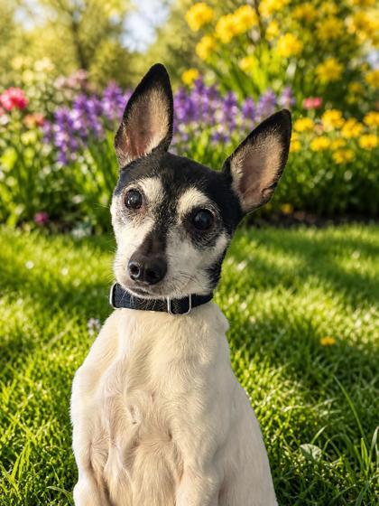 Spanky, ADOPTABLE, Senior Male Rat Terrier.