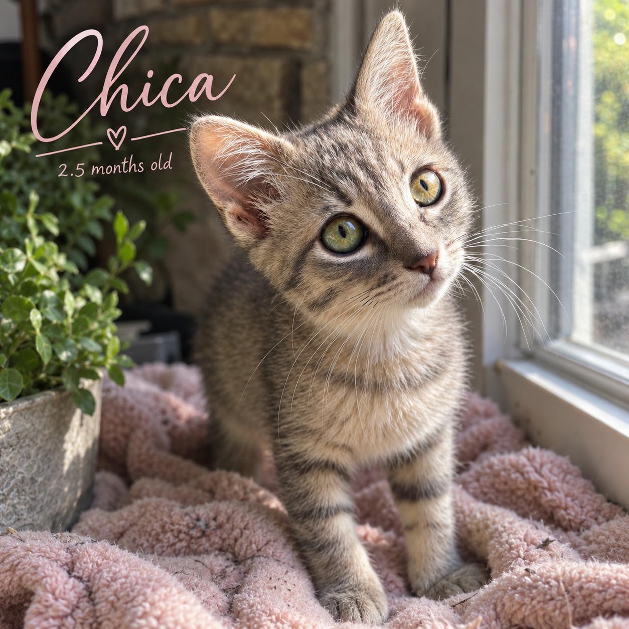 Chica, Adoptable, Kitten Female Domestic Short Hair.