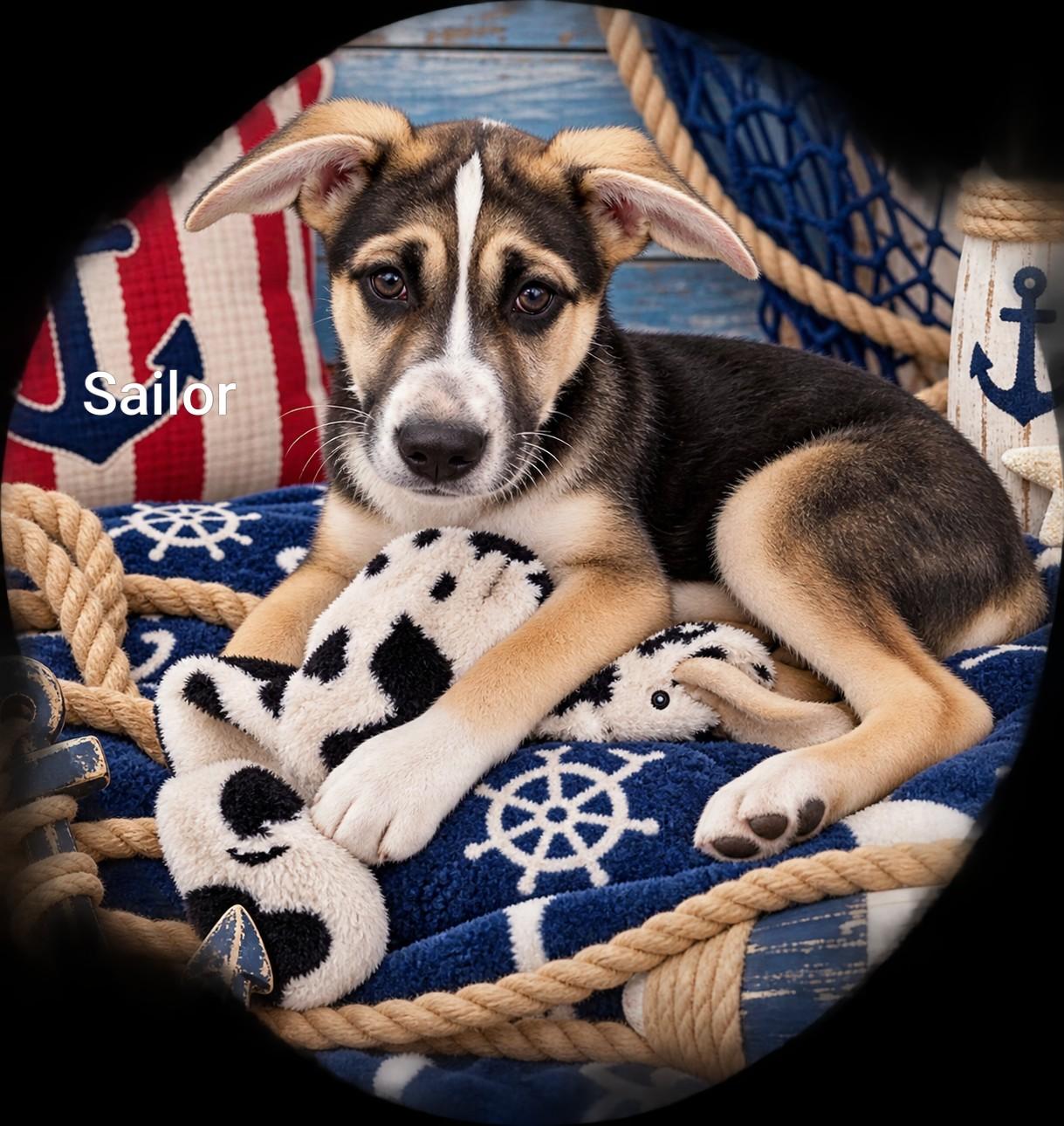 Ocean's Nine-Sailor, Adoptable, Puppy Male German Shepherd Dog & Husky.