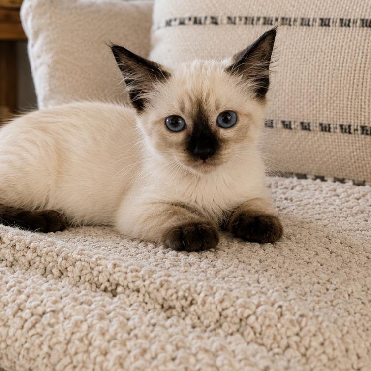 Amelia, adopted, Kitten Female Siamese.