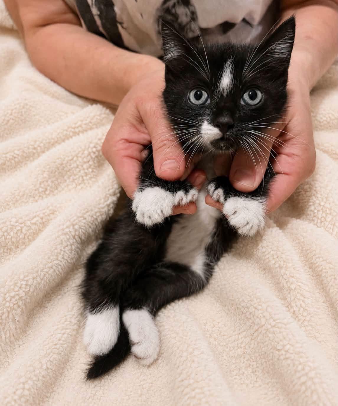 Ozzy, adopted, Kitten Male Tuxedo.