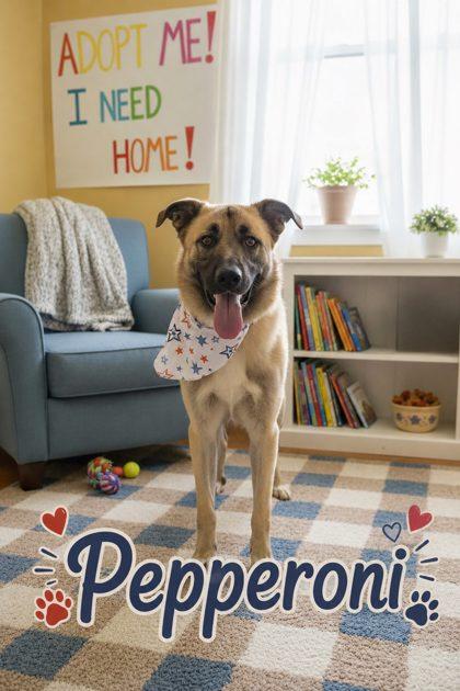 Pepperoni, Adoptable, Adult Male Shepherd & Mixed Breed.
