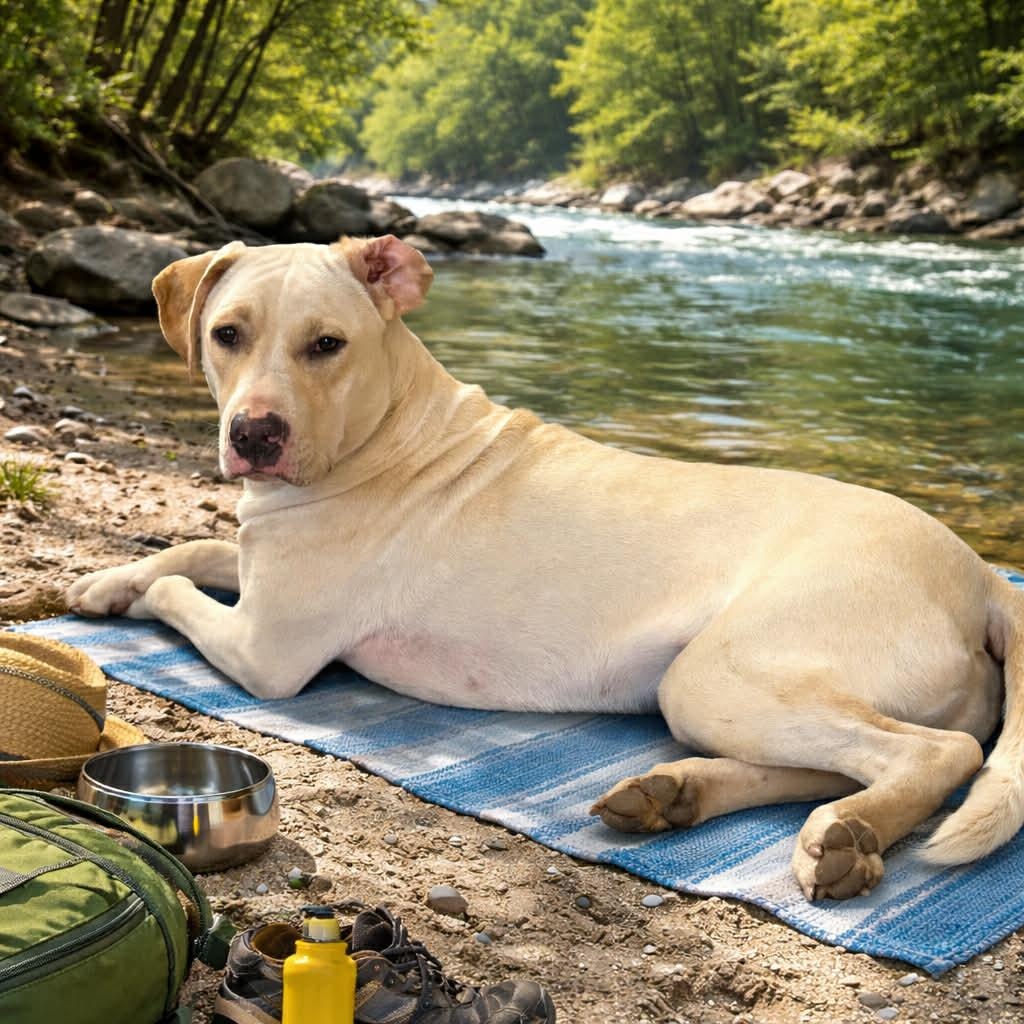 Vivienne, Adoptable, Young Female Yellow Labrador Retriever & Hound.