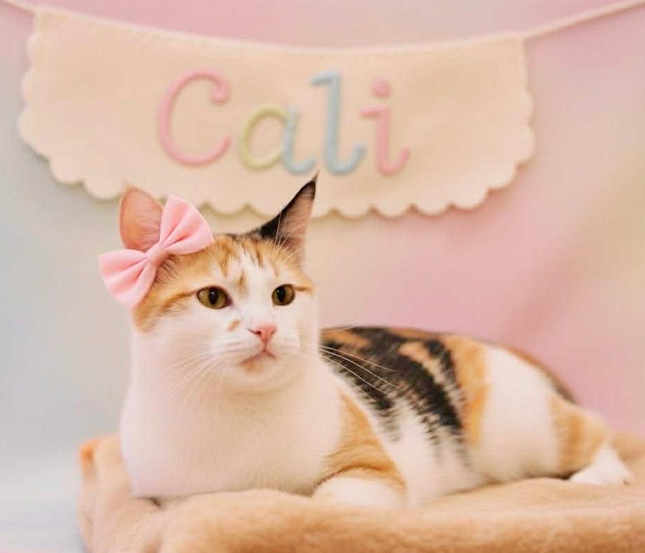 Cali, adopted, Kitten Female Calico.
