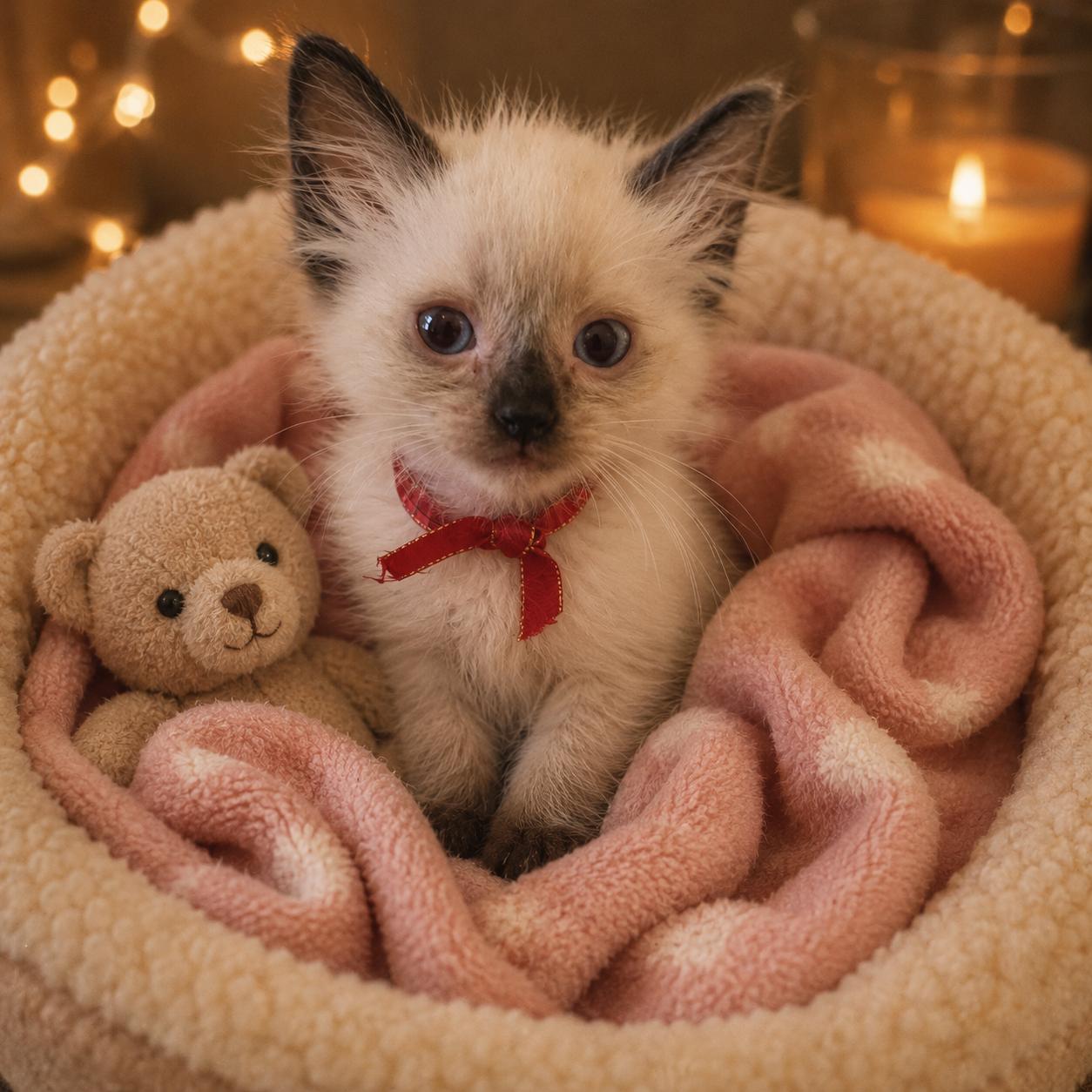 Mocha and Latte, adopted, Kitten Male Siamese.
