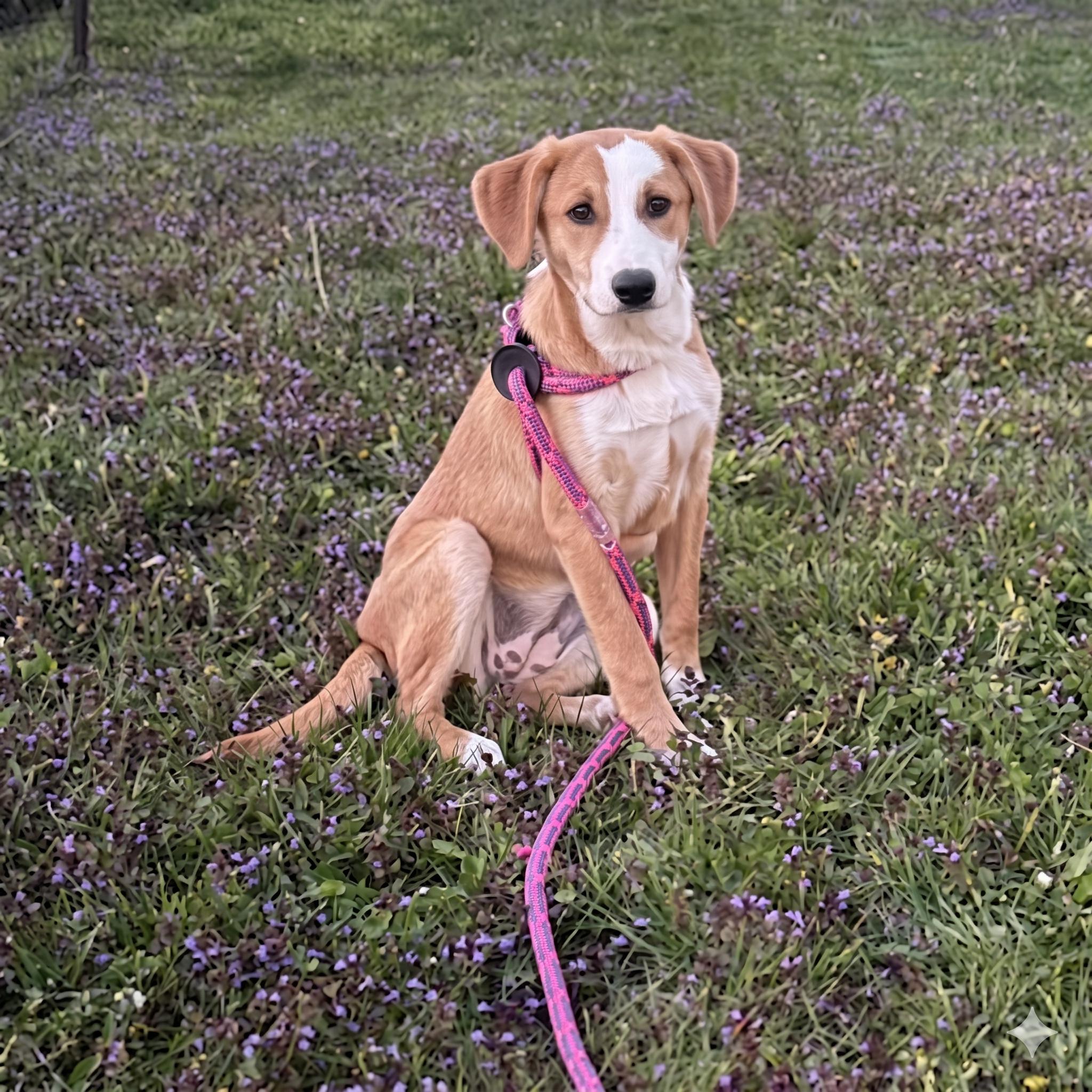 Honey, adopted, Puppy Female American Foxhound & Mixed Breed.