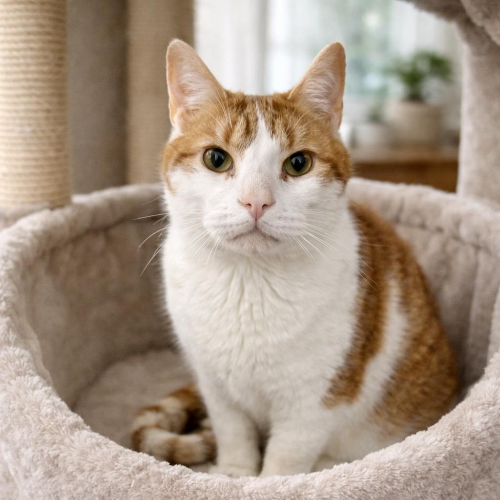 Flame, adoptable, Senior Male Domestic Short Hair.