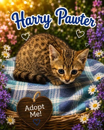 Hairy Pawter, Adoptable, Kitten Male Domestic Short Hair & Domestic Short Hair.