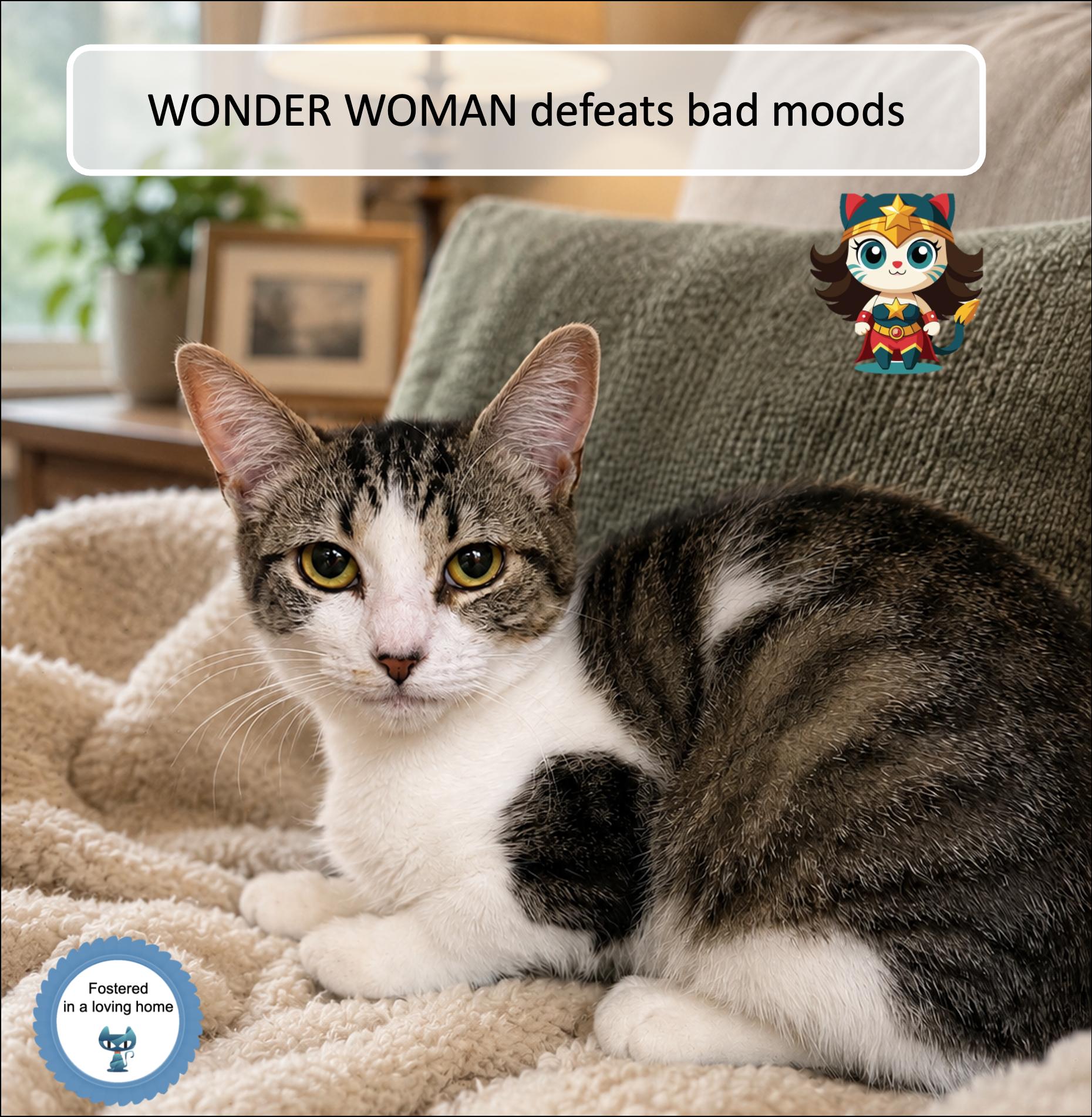 Wonder Woman, adopted, Kitten Female Domestic Short Hair.