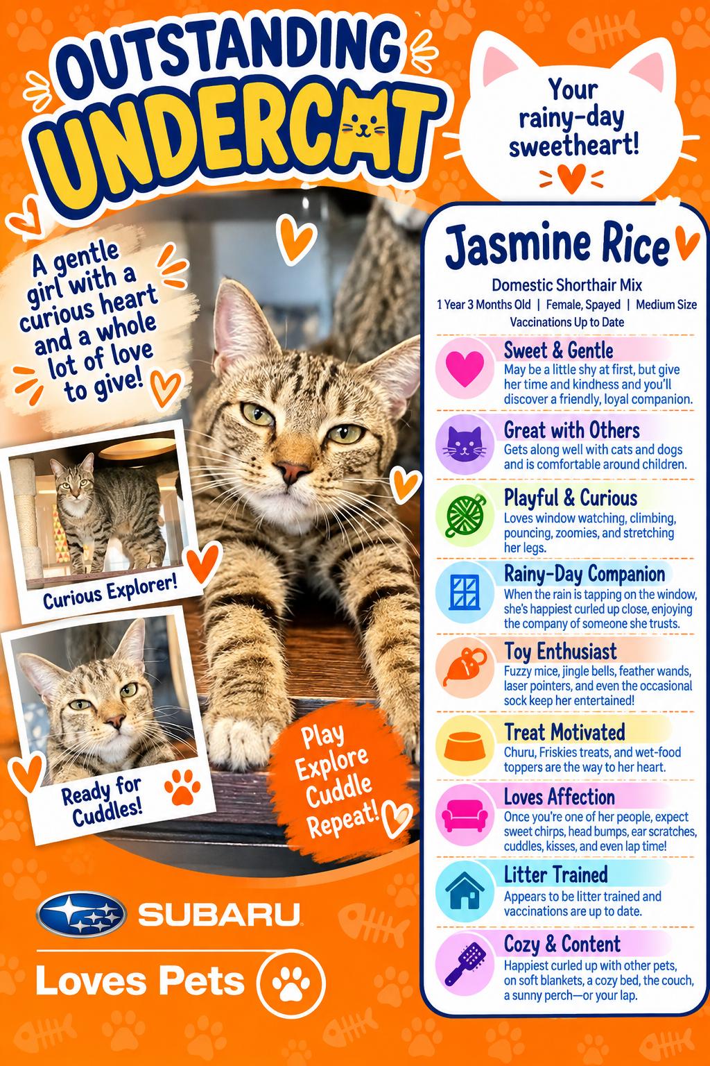 Jasmine Rice, Adoptable, Adult Female Domestic Short Hair.