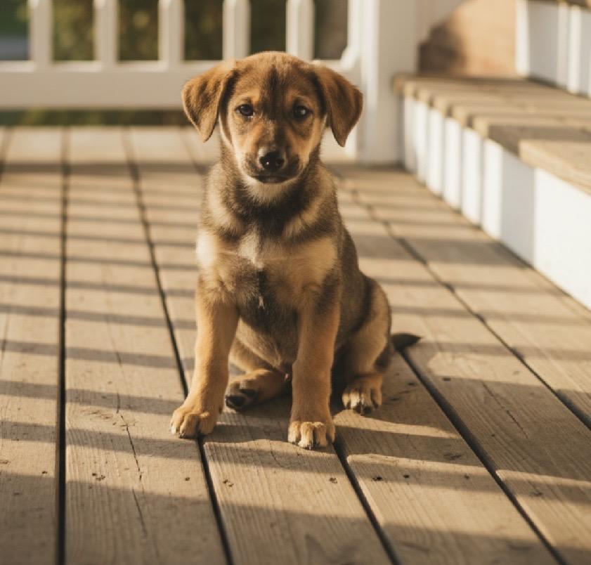 Lady, adopted, Puppy Female Labrador Retriever & Australian Shepherd.