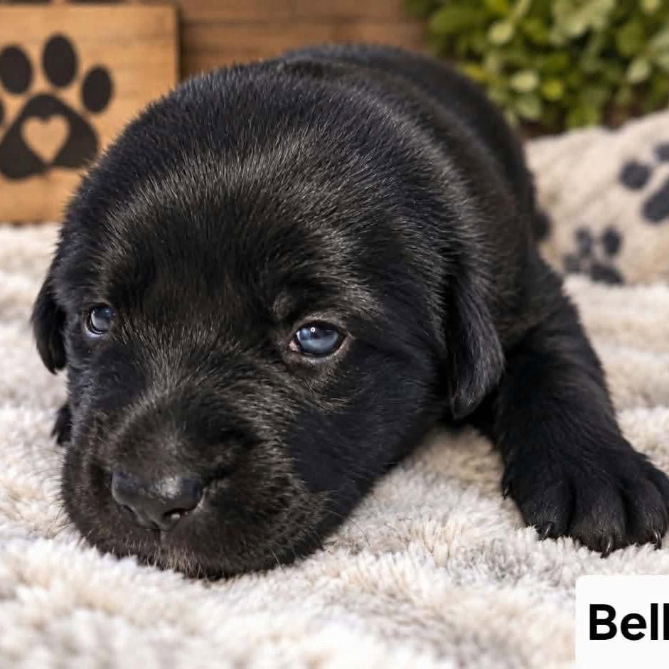 Belle, Adoptable, Puppy Male Chocolate Labrador Retriever & Black Labrador Retriever.