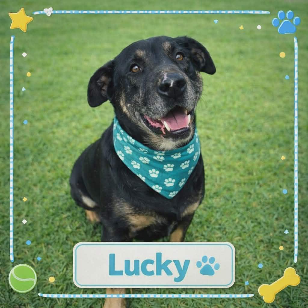 LUCKY, Adoptable, Adult Male Rottweiler & Mountain Cur.