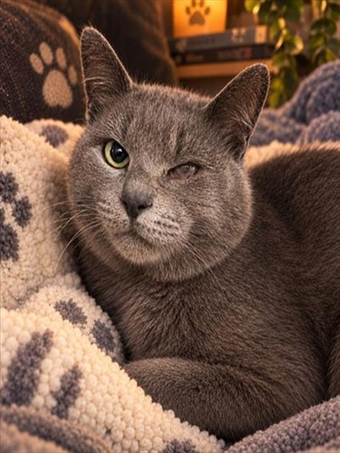RAIN, Adoptable, Adult Male Russian Blue.