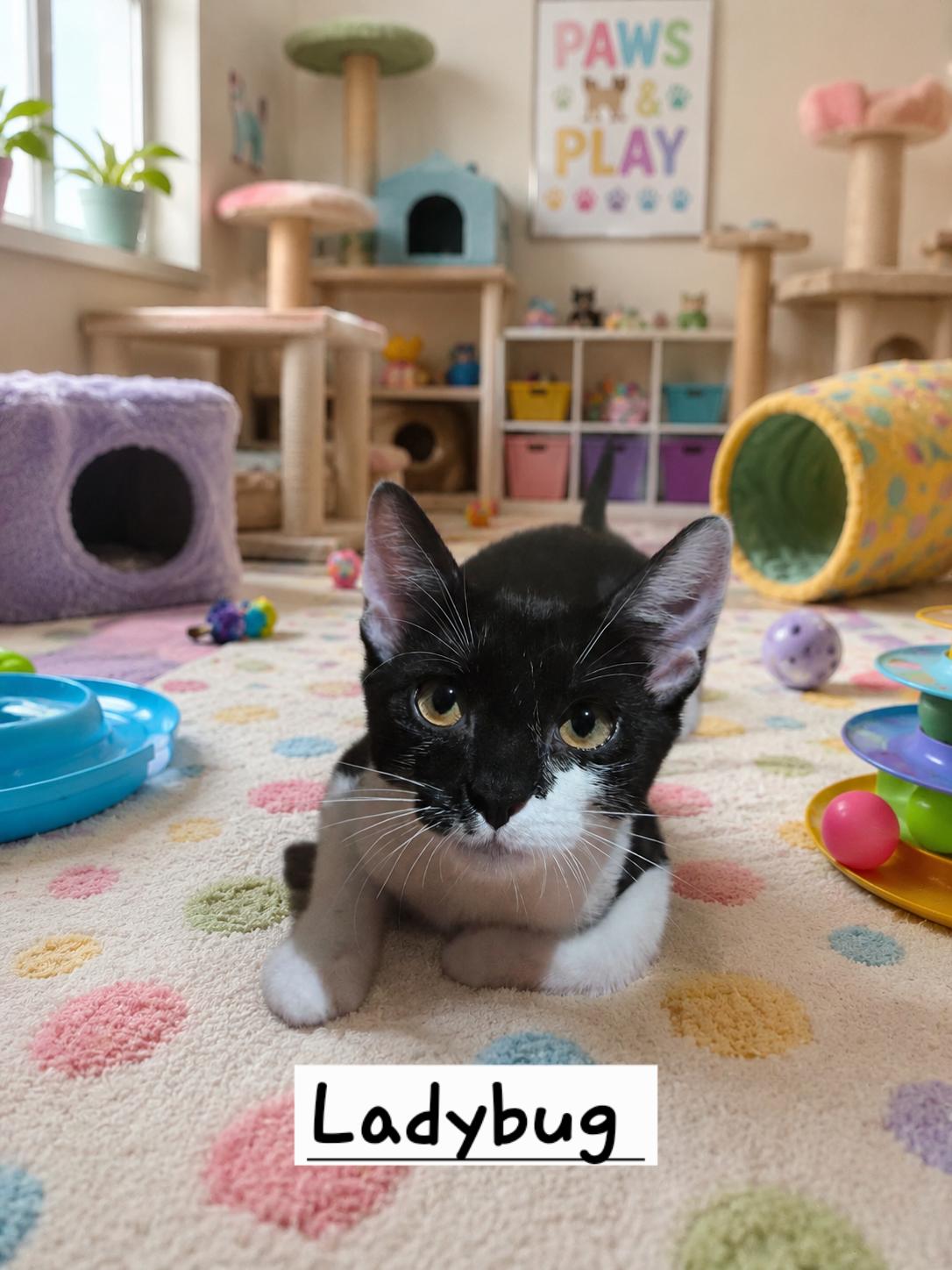 Ladybug, Adoptable, Young Female Domestic Short Hair.