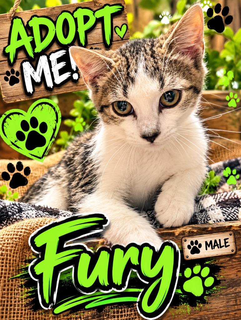Fury, Adoptable, Young Male Domestic Short Hair.
