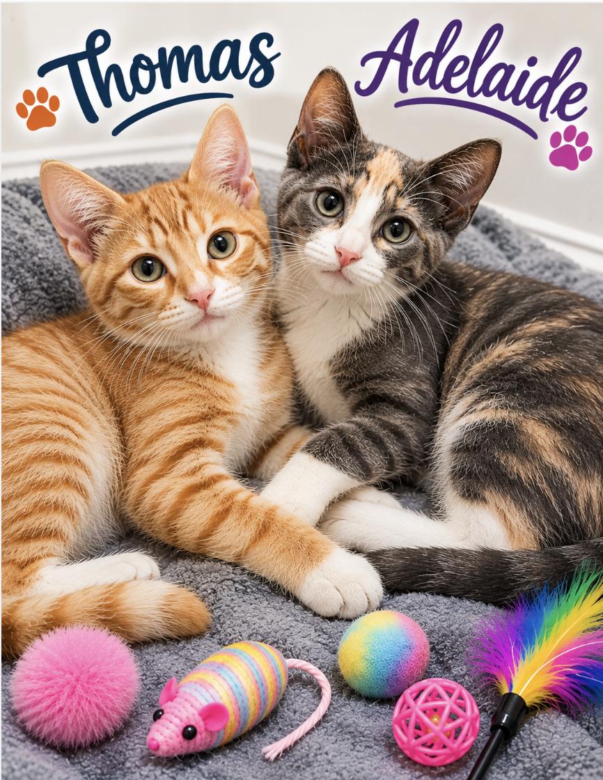 Adelaide and Thomas, Adoptable, Kitten Female Domestic Short Hair.