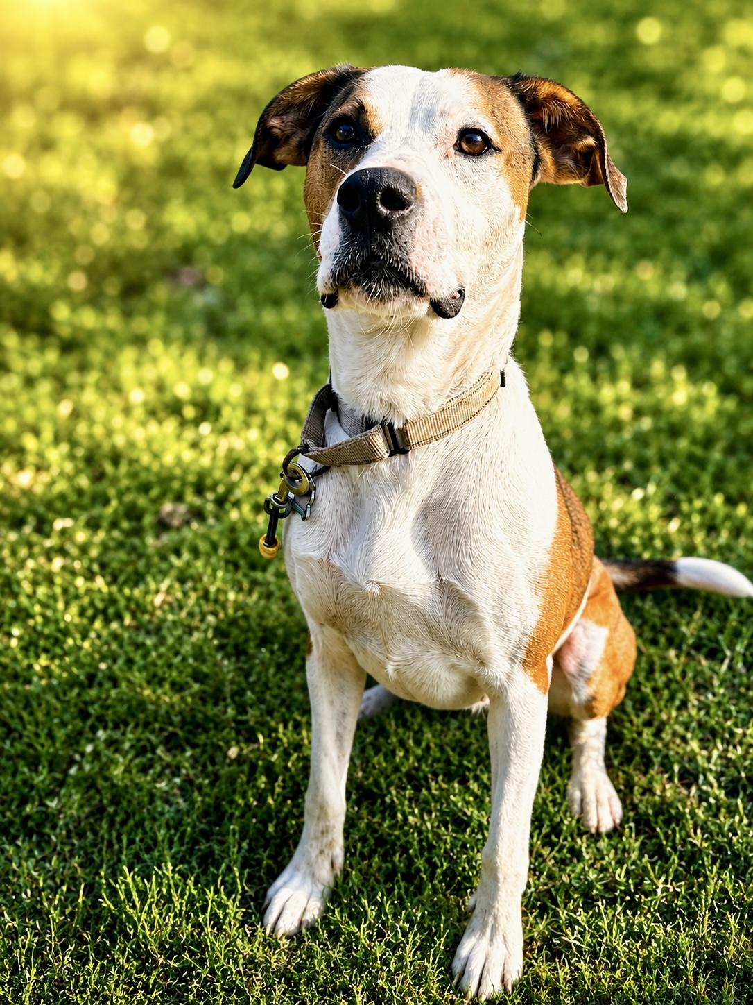 Aubrey, ADOPTABLE, Adult Female American Foxhound & American Staffordshire Terrier.