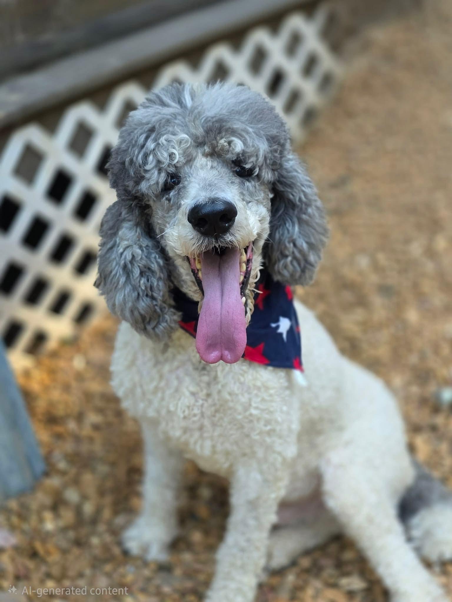 Surollo, Adoptable, Senior Male Standard Poodle.