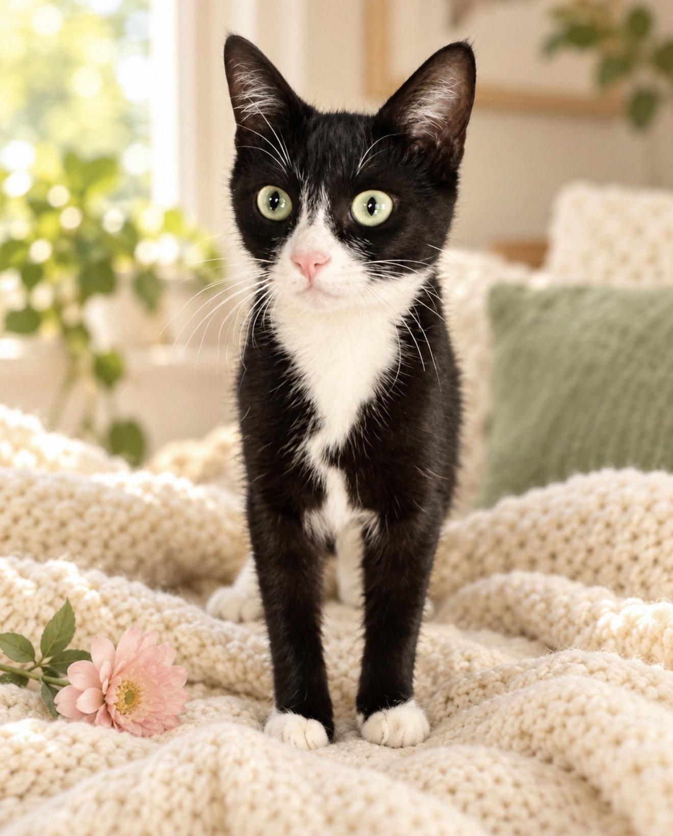 Mitzi - cute and ritzy, Adoptable, Kitten Female Tuxedo & Domestic Short Hair.