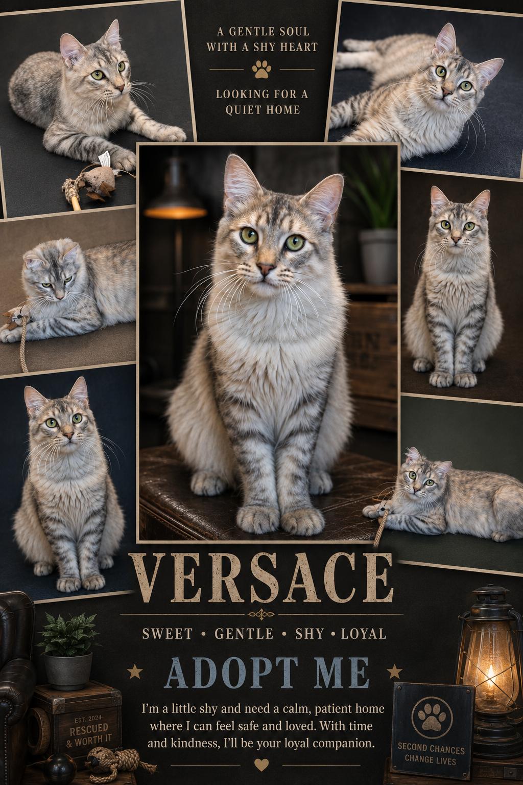 Versace, ADOPTABLE, Adult Male Domestic Medium Hair.