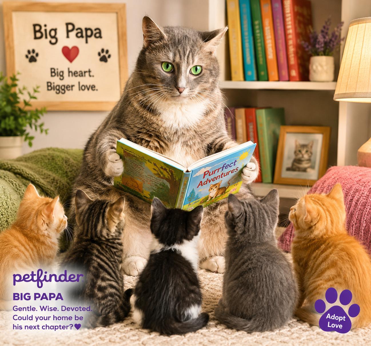 Big Papa, Adoptable, Young Male Domestic Medium Hair.